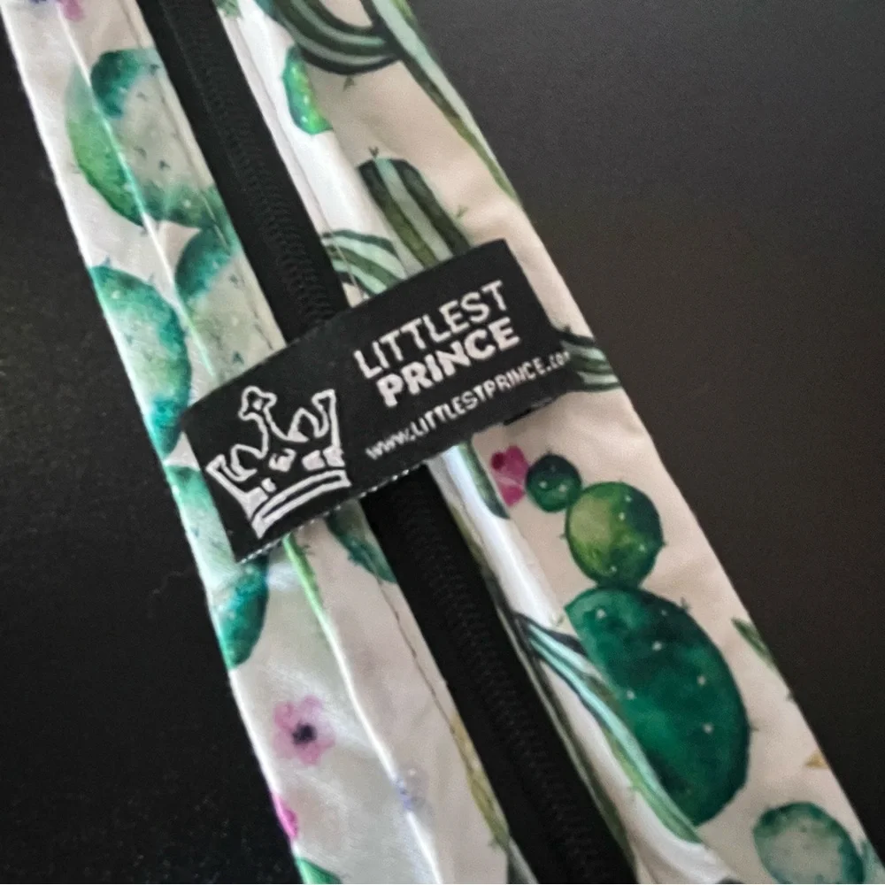 Littlest Prince Kids Cactus Print Zipper Adjustable Tie - Green,